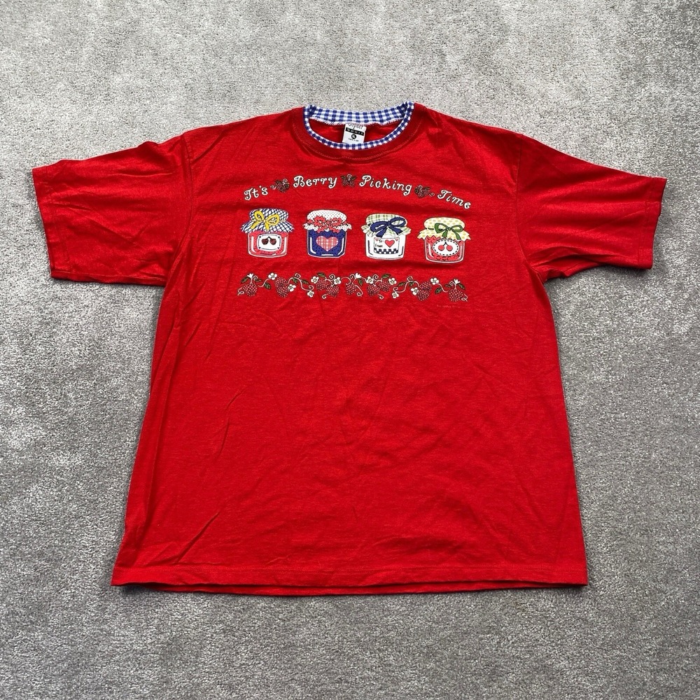 VTG Gopher Sport It's Picking Time Picnic Graphic T-shirt 90's‎ Size XL Red